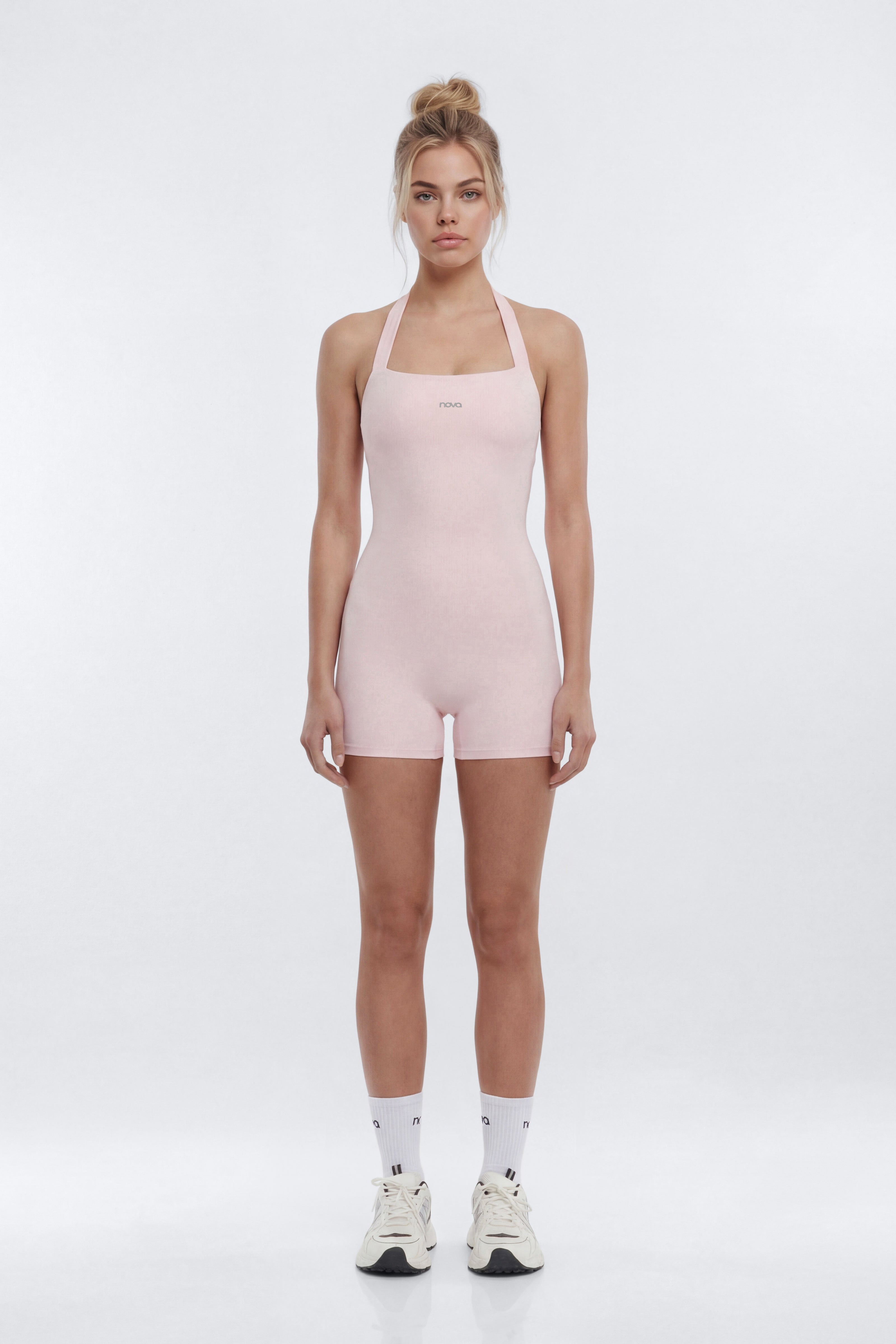 CloudForm™ 3″ Halter Romper - Pink