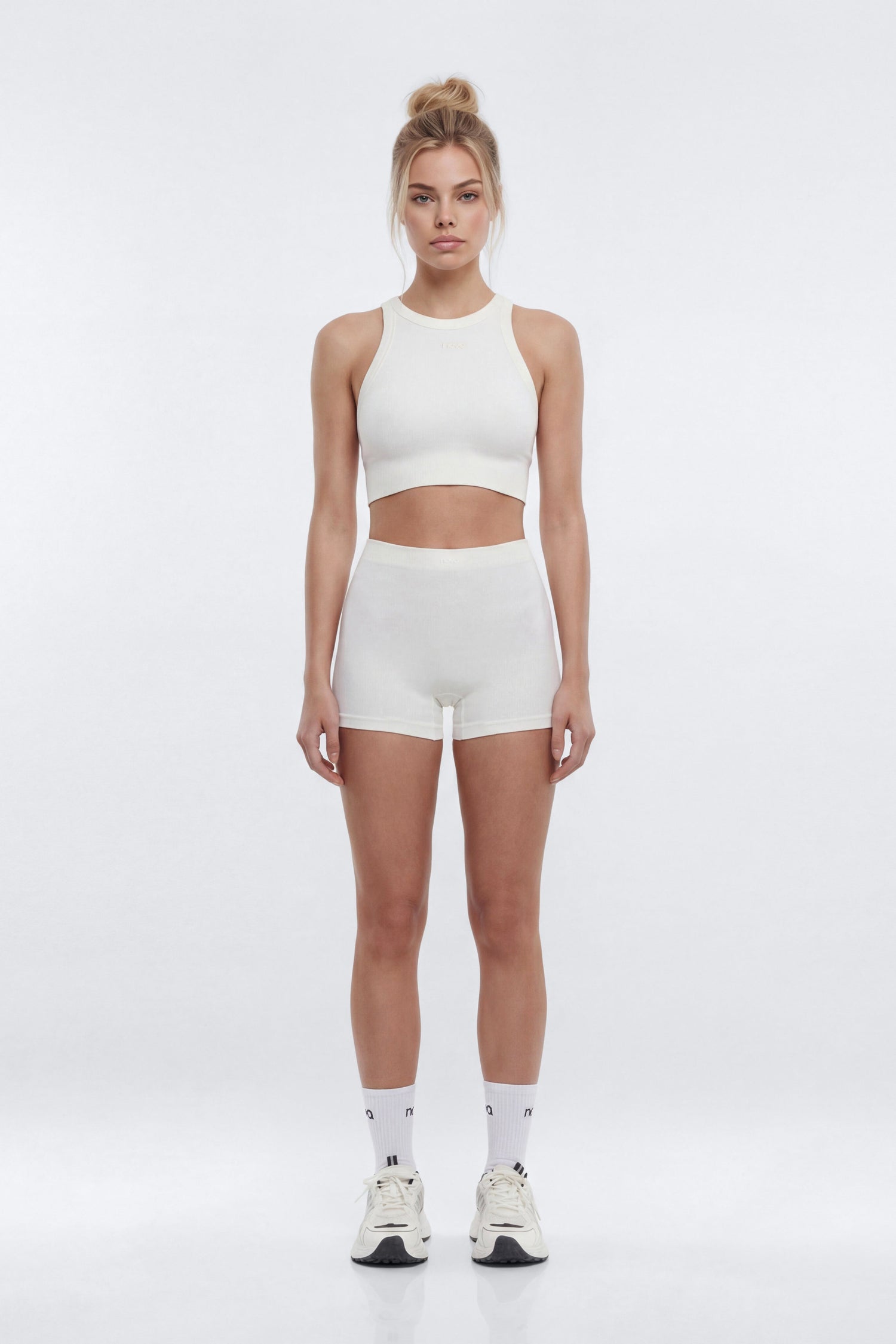 CottonFlex™ Cropped Sports Top - White