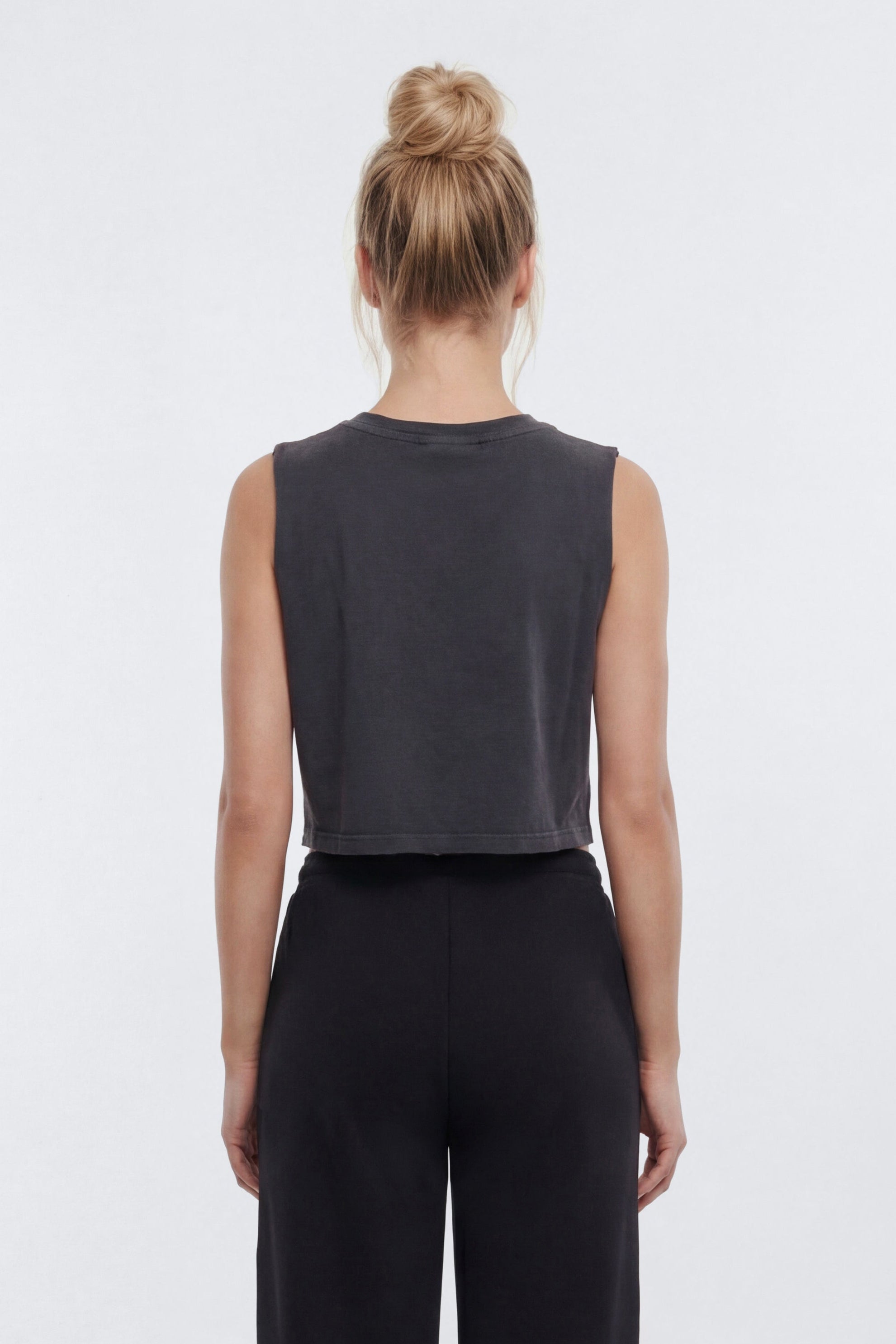Cotton Jersey Muscle Tank Top - Charcoal