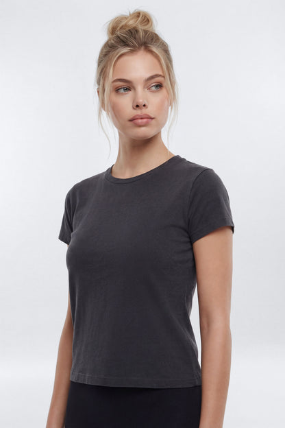 Cotton Jersey Short Sleeve T Shirt - Charcoal