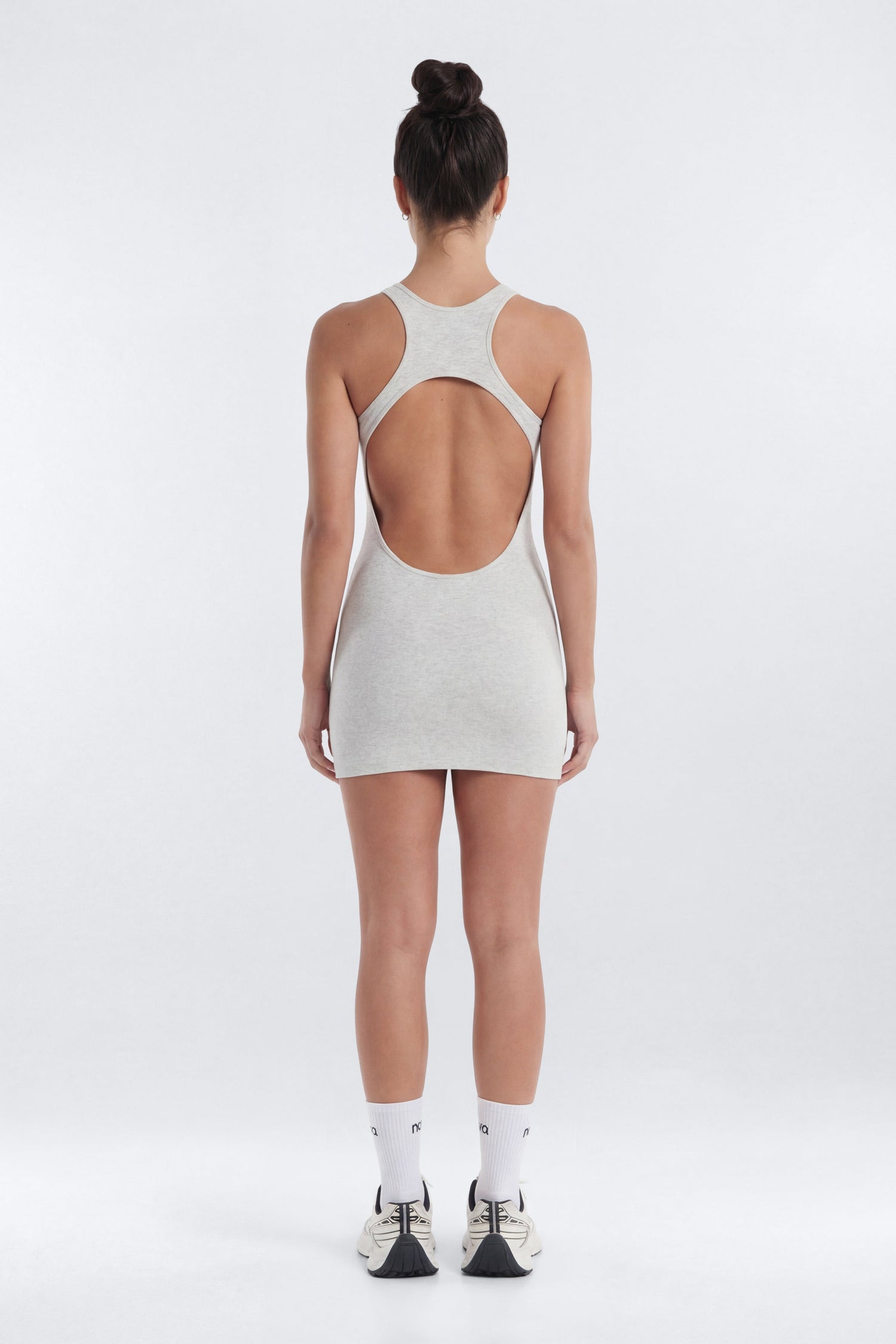CottonFlex™ Cut Out Back Sports Dress - Heather Grey