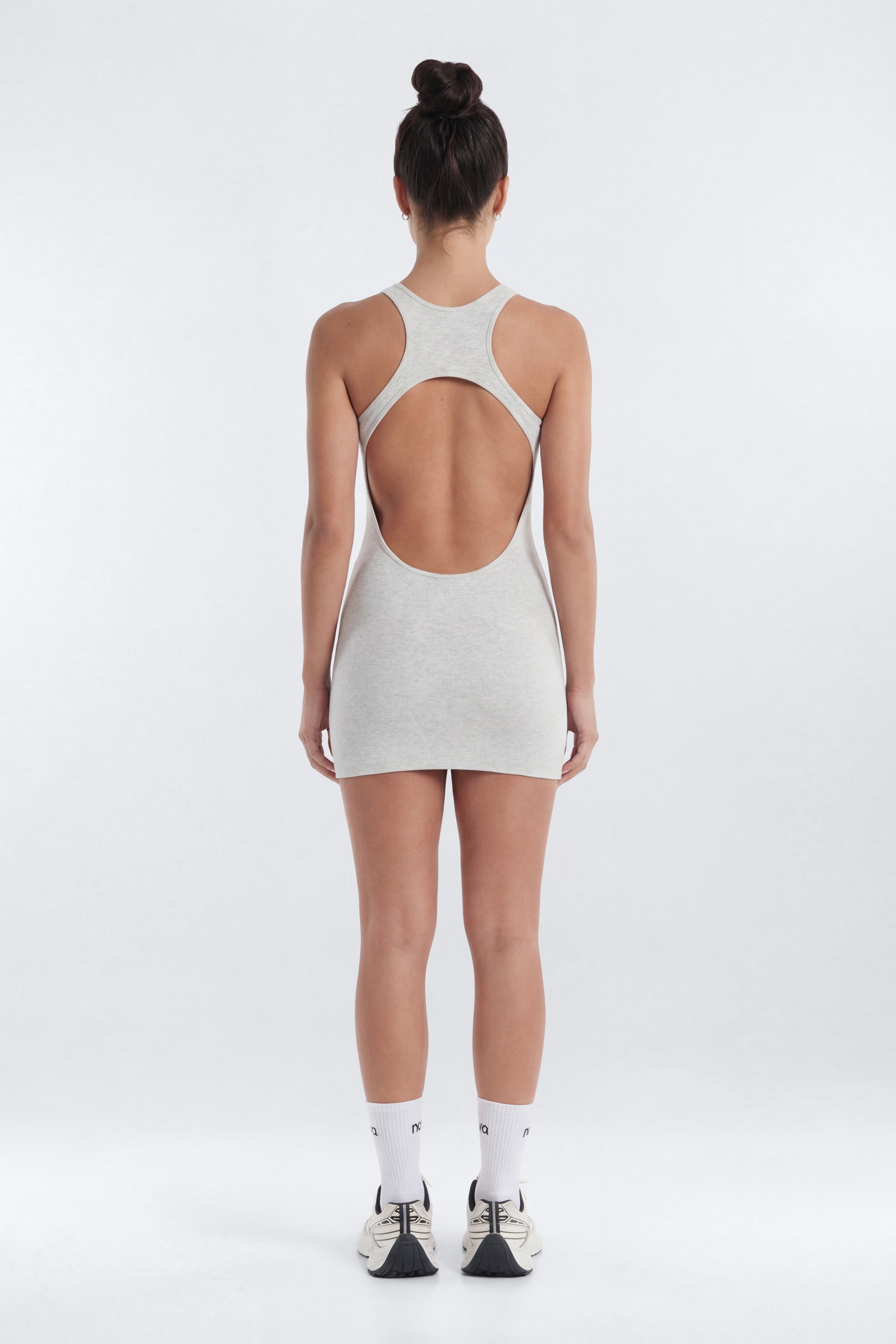 CottonFlex™ Cut Out Back Sports Dress - Heather Grey