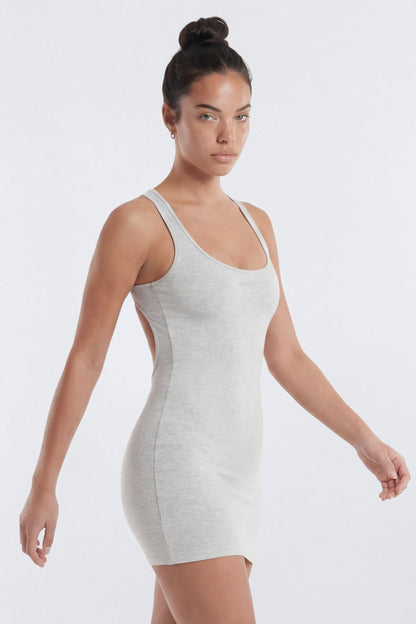 CottonFlex™ Cut Out Back Sports Dress - Heather Grey