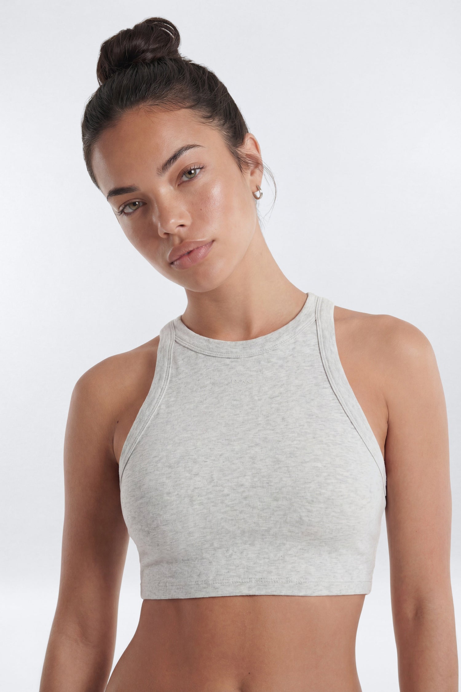 CottonFlex™ Cropped Sports Top - Heather Grey