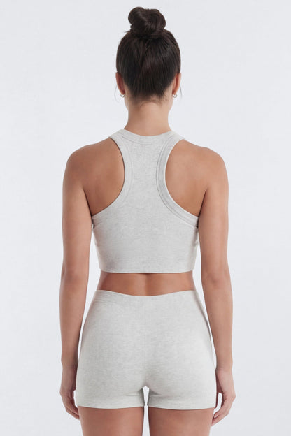 CottonFlex™ Cropped Sports Top - Heather Grey