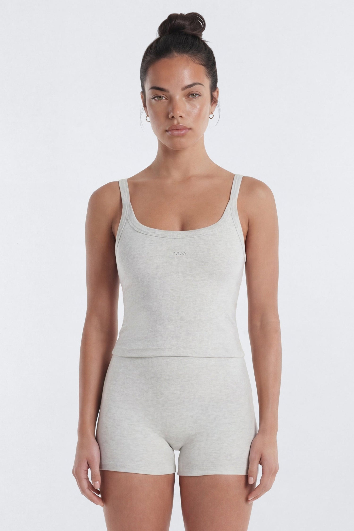 CottonFlex™ Double Lined Sports Cami Top - Heather Grey