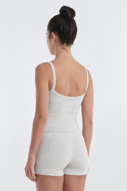 CottonFlex™ Double Lined Sports Cami Top - Heather Grey