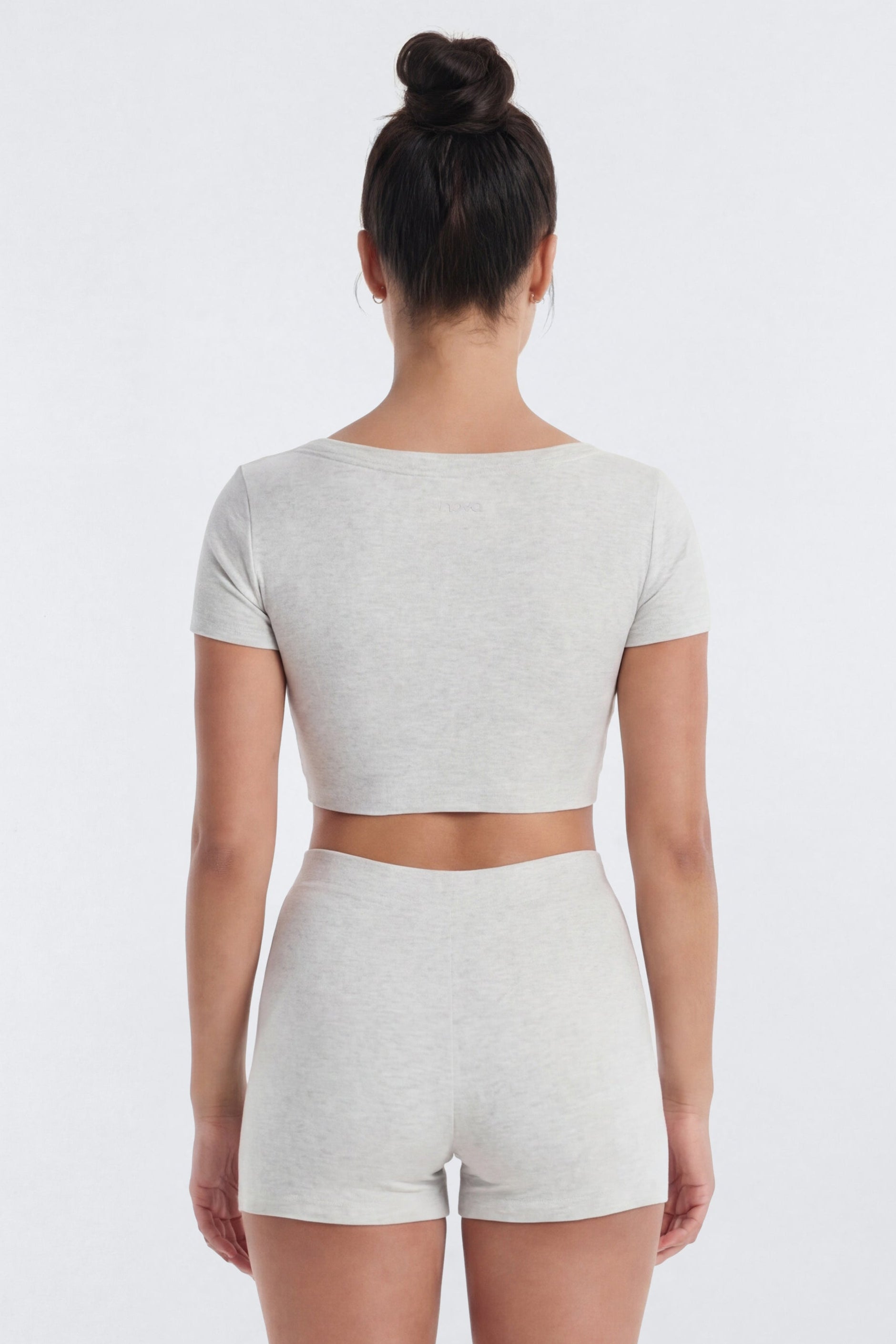CottonFlex™ Short Sleeve Cropped Sports Top - Heather Grey
