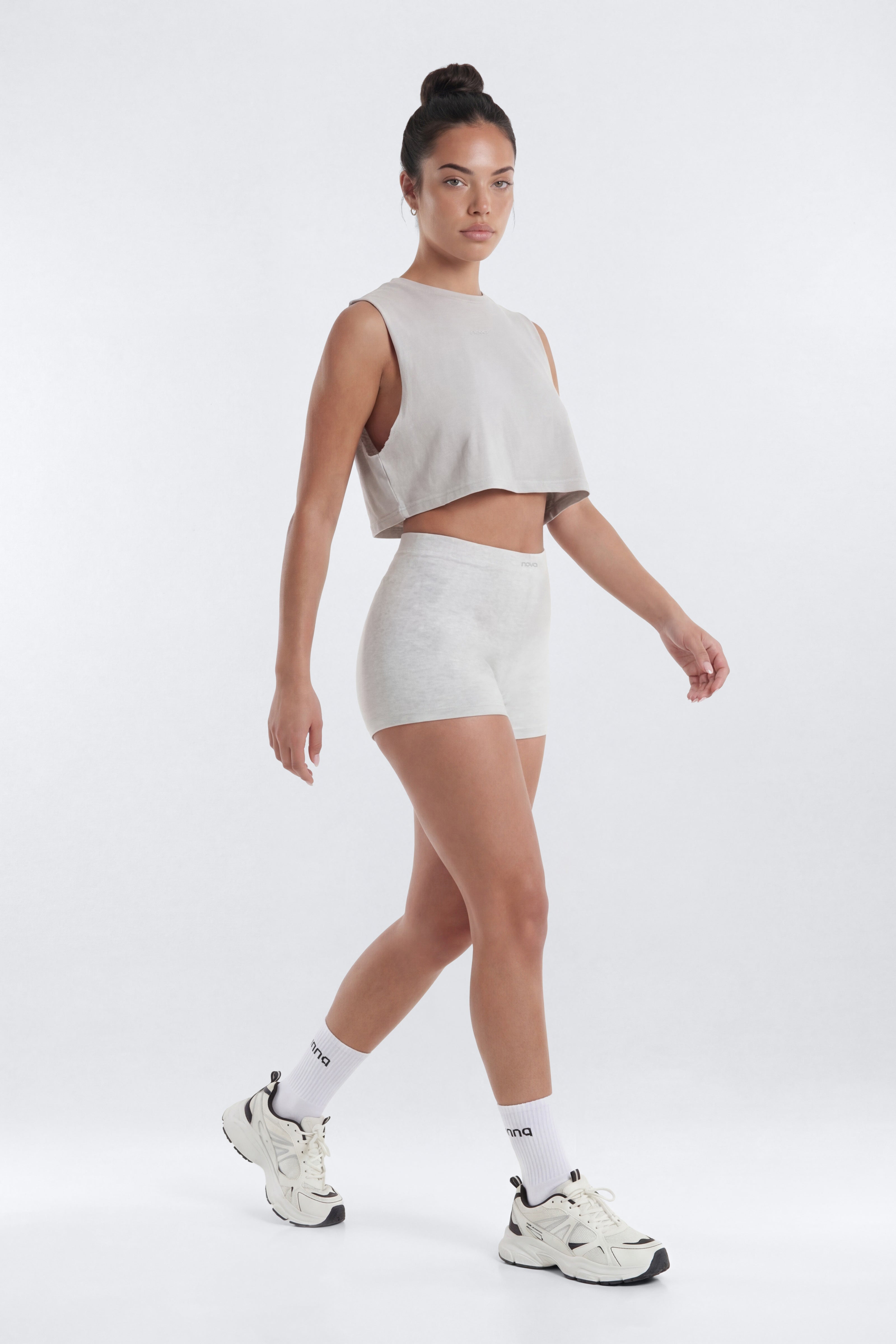 Cotton Jersey Muscle Tank Top - Stone