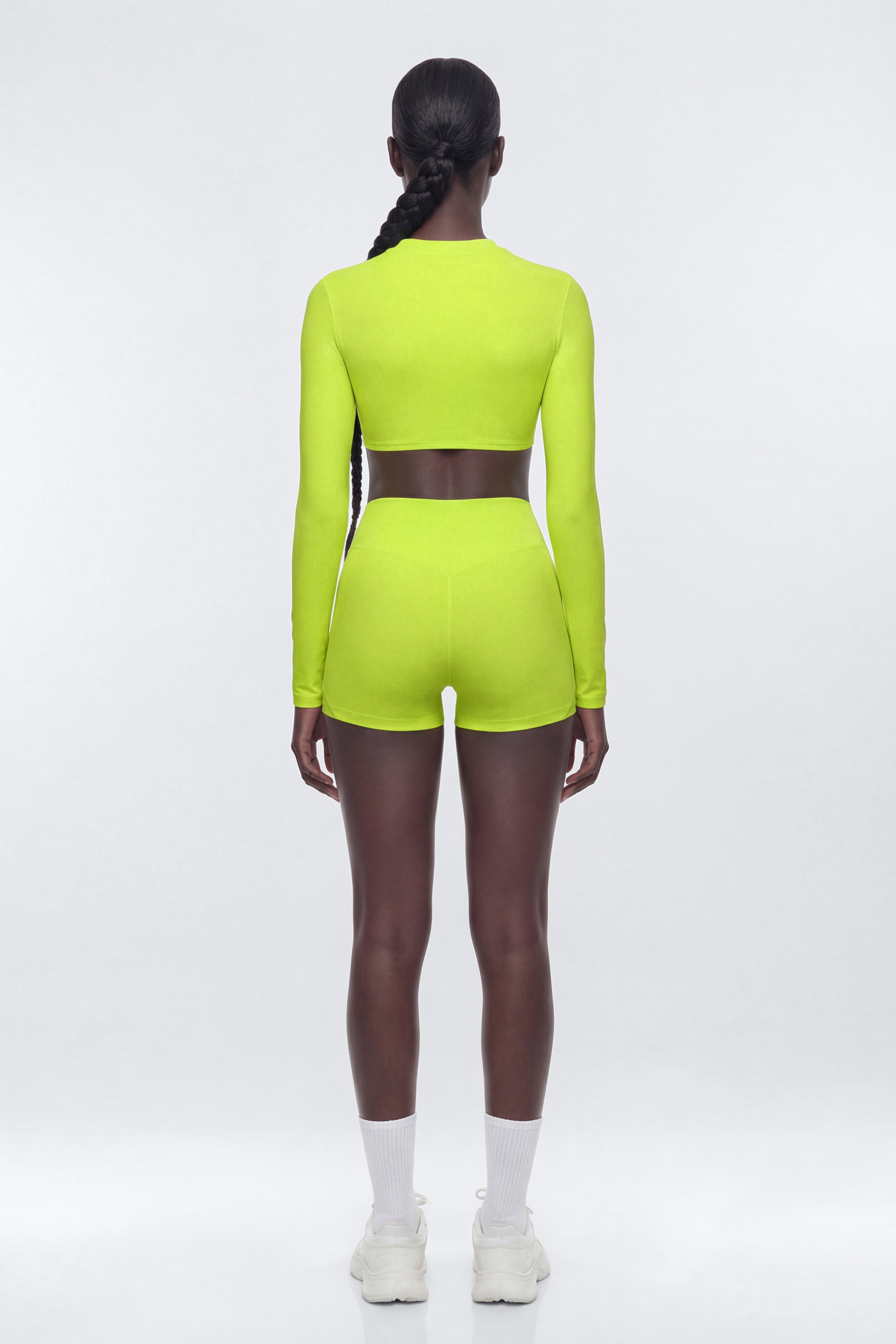AirSculpt™ 3″ Mesh Contrast Sports Biker Short - Chartreuse