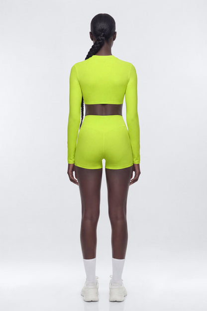 AirSculpt™ 3″ Mesh Contrast Sports Biker Short - Chartreuse