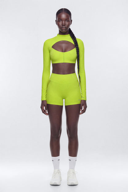 AirSculpt™ 3″ Mesh Contrast Sports Biker Short - Chartreuse