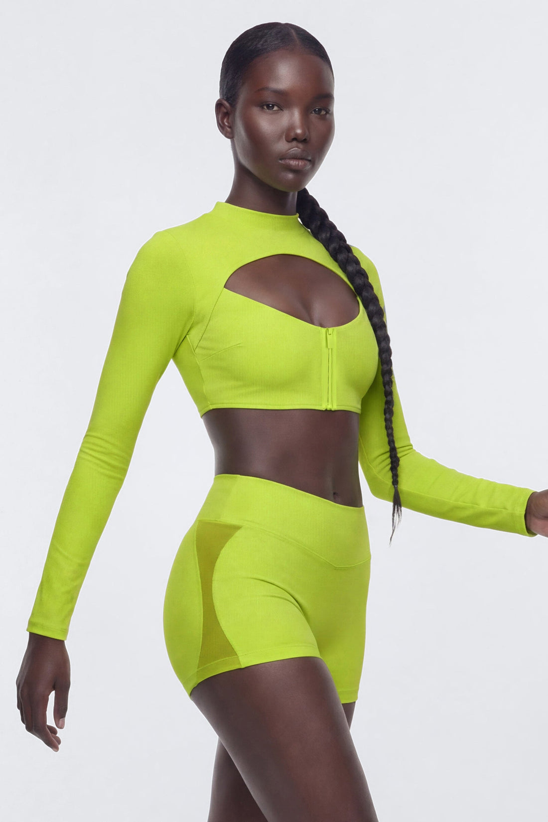 AirSculpt™ Long Sleeve Front Zip Sports Top - Chartreuse