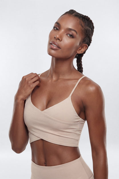 ButterSoft™ Wrap Over Sports Bra - Stone