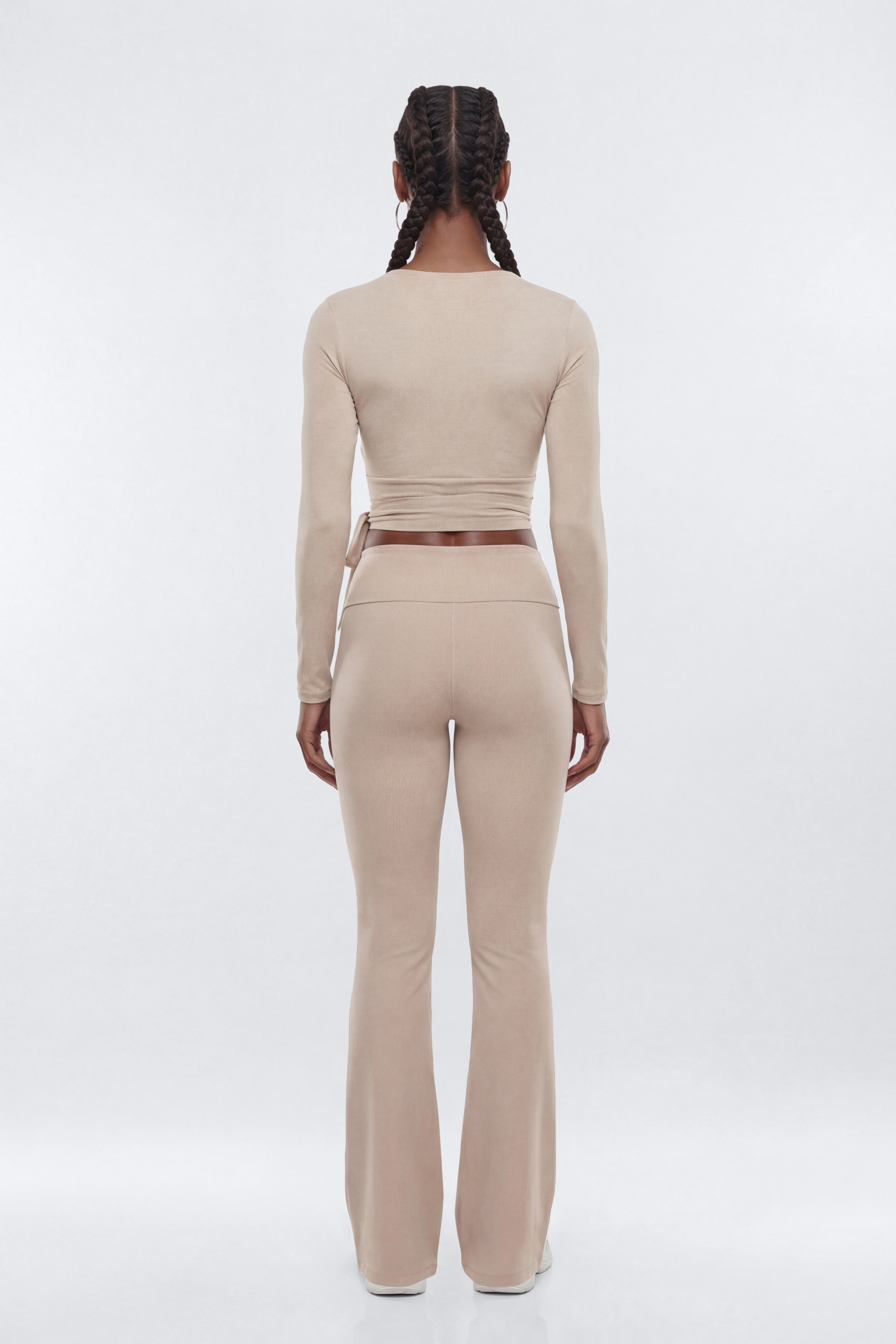 Soft Jersey Surplice Wrap Top - Stone