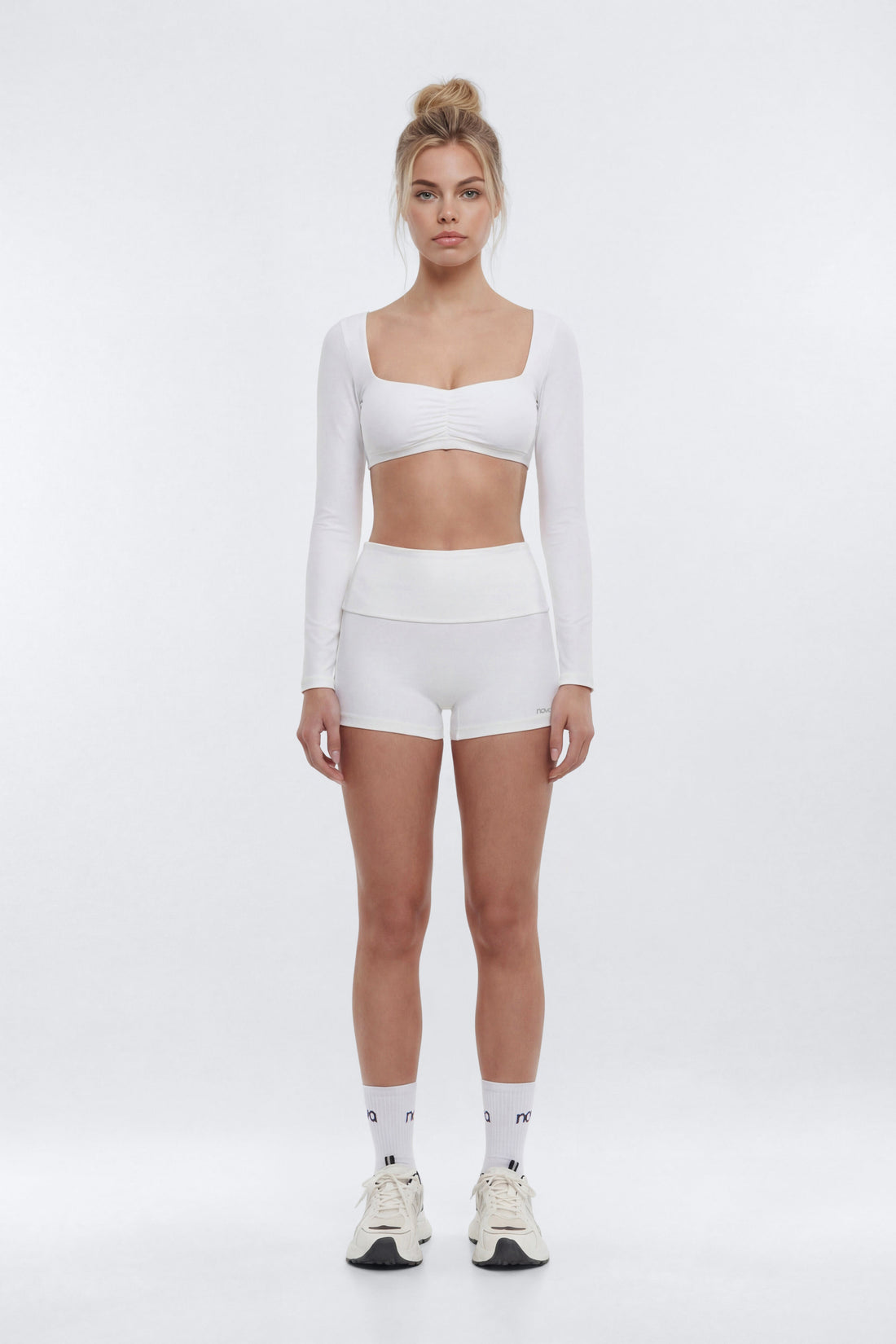 ButterSoft™ Long Sleeve Super Crop Sports Top - White