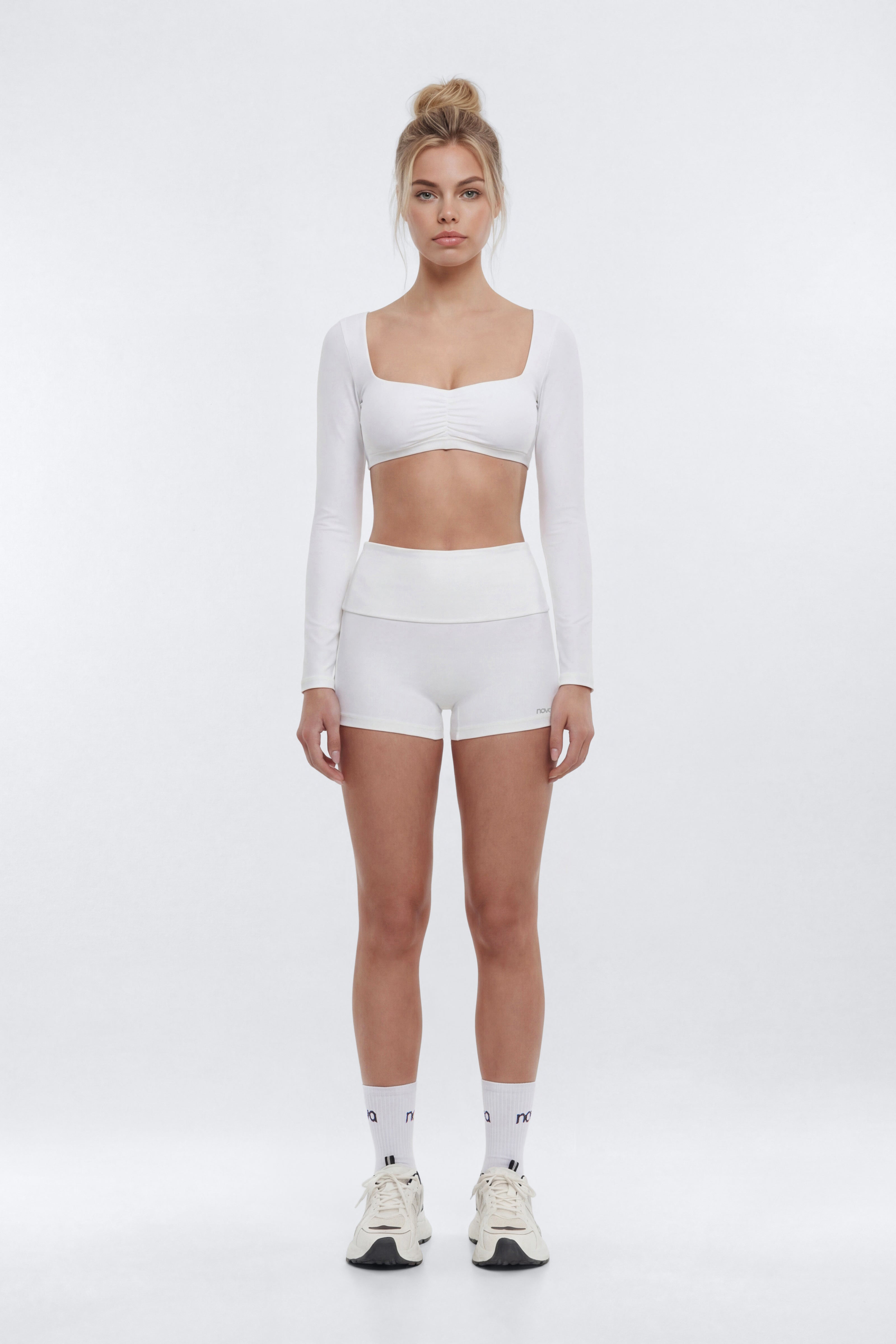ButterSoft™ Long Sleeve Super Crop Sports Top - White