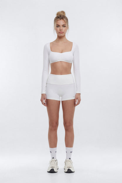 ButterSoft™ Long Sleeve Super Crop Sports Top - White