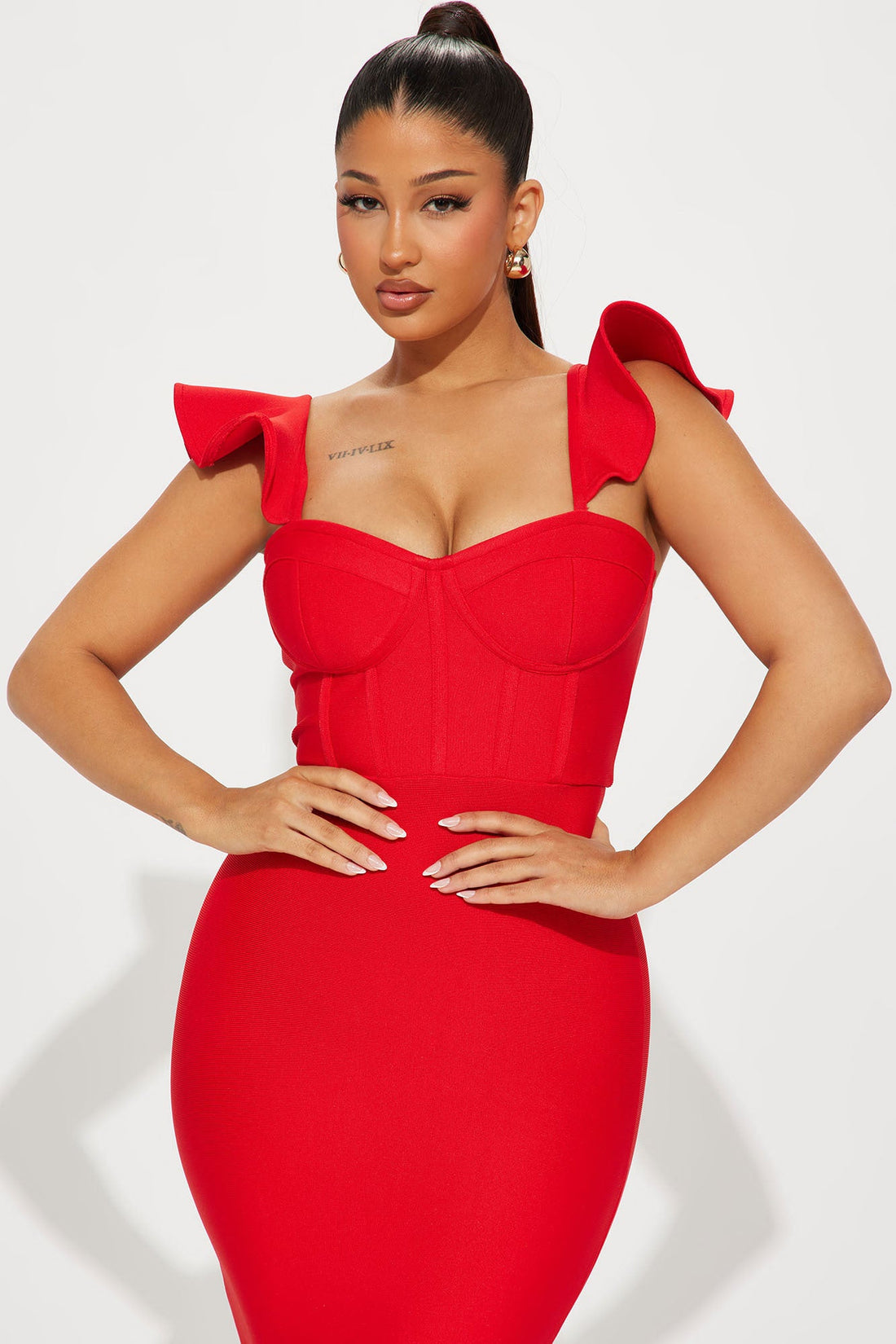Alani Bandage Midi Dress - Red
