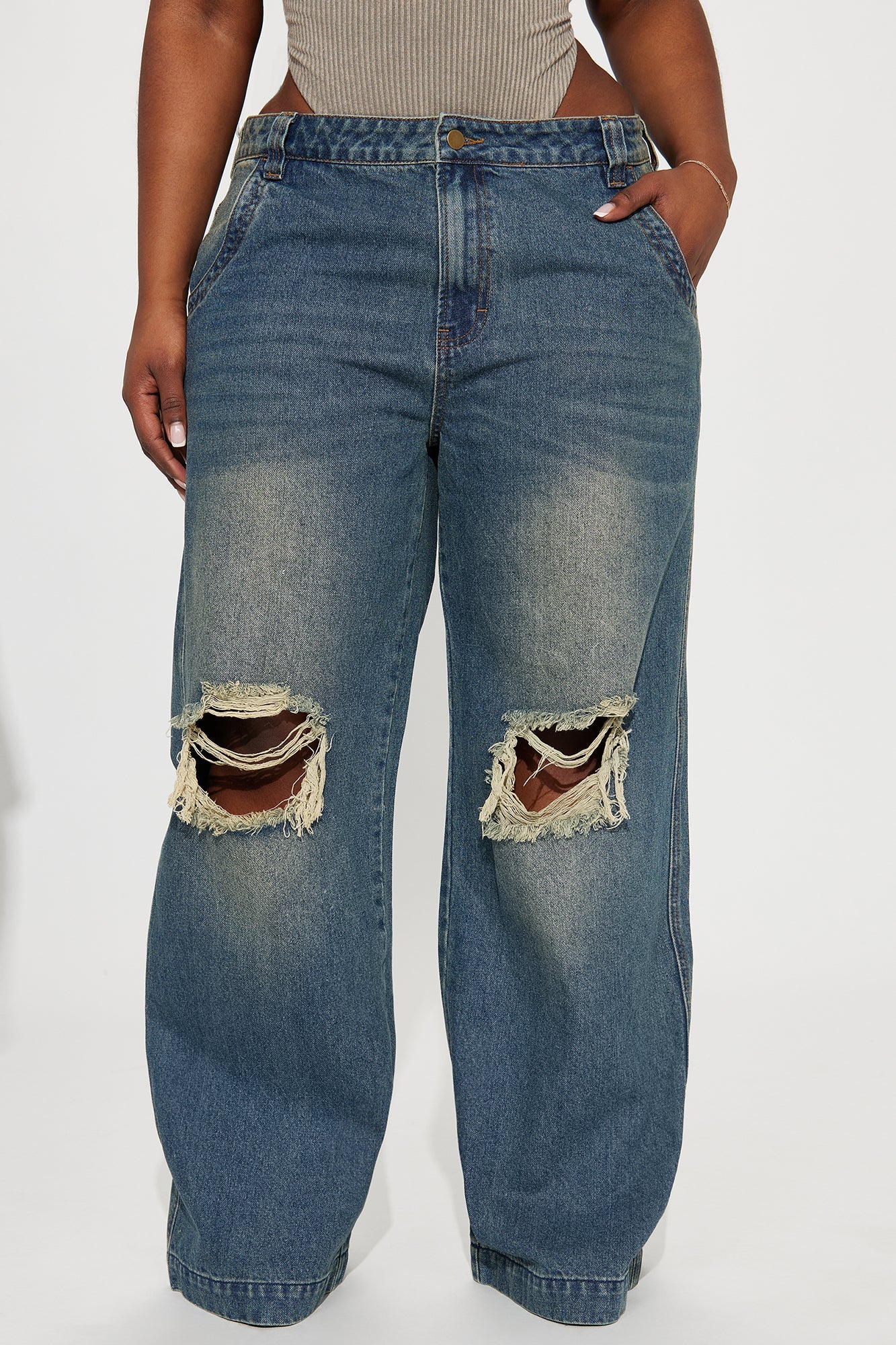 Drew Drop Waist Baggy Jeans - Dark Wash