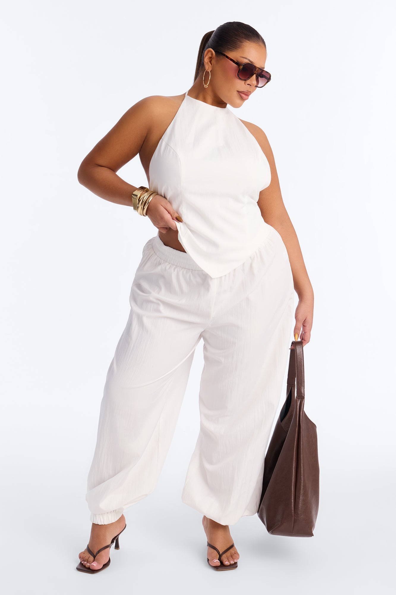 Evie Balloon Pant Set - White