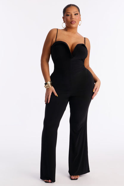 Arabella Deep Plunge Jumpsuit - Black