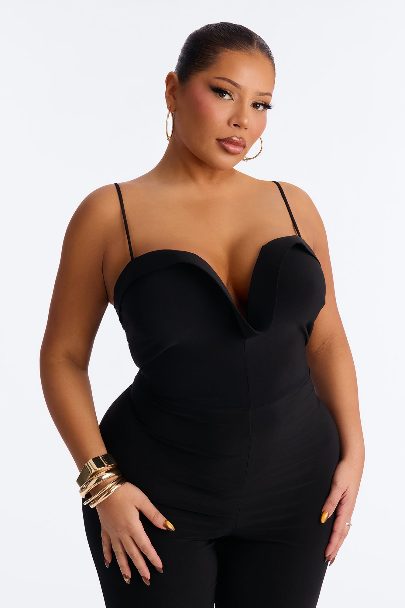 Arabella Deep Plunge Jumpsuit - Black