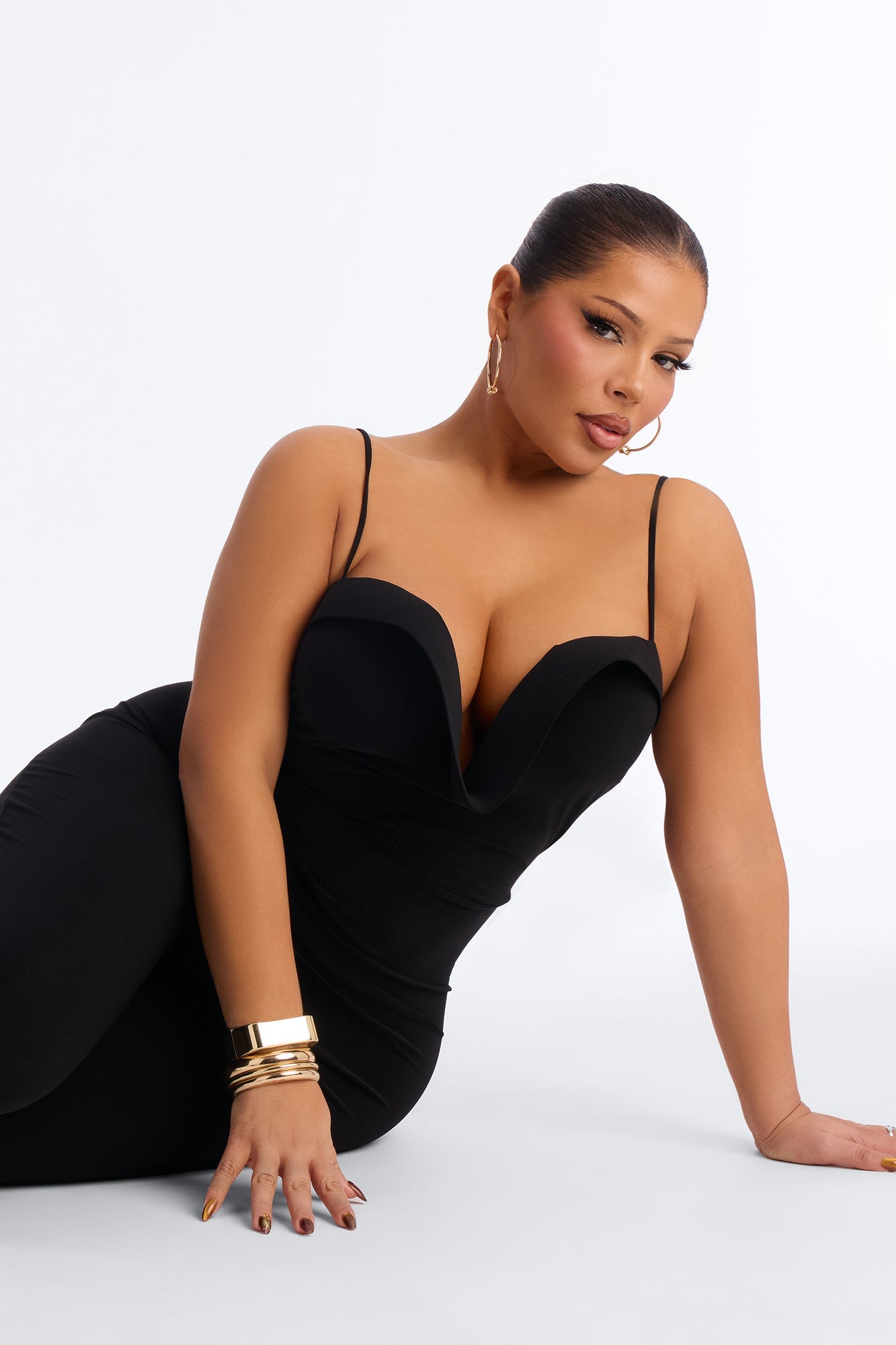 Arabella Deep Plunge Jumpsuit - Black