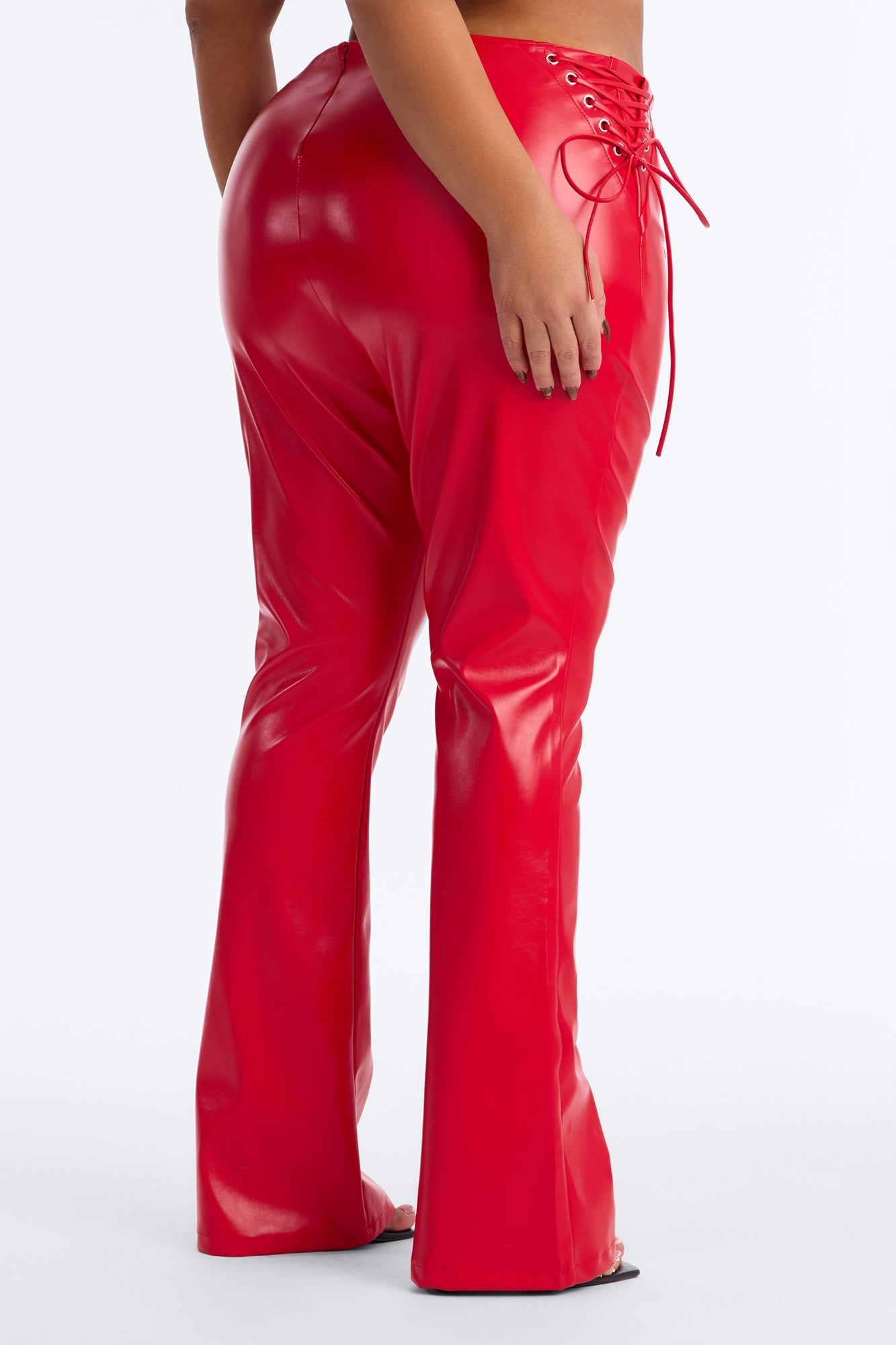Day N Night Lace Up Flare Pant - Red