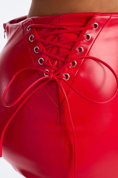 Day N Night Lace Up Flare Pant - Red