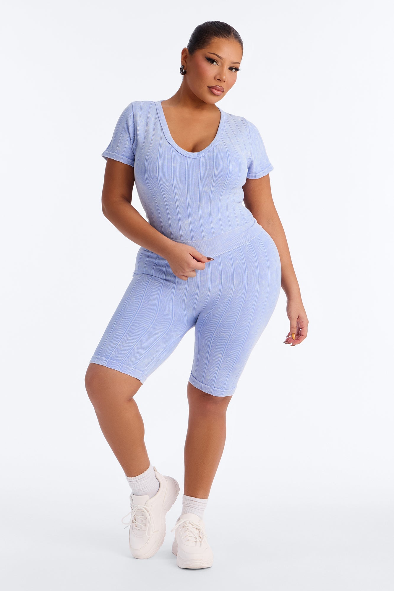 Alisha Seamless Biker Short Set - Periwinkle