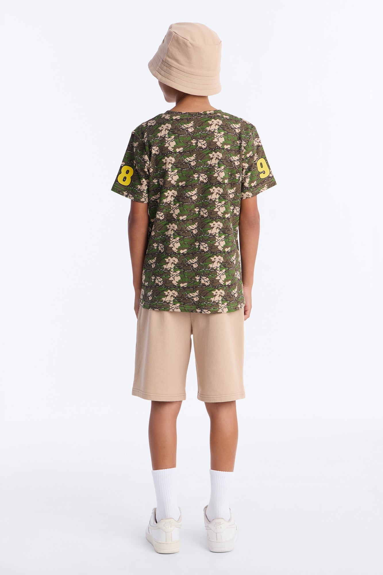 Mini Born To Win Short Set With Bucket Hat - Taupe/combo