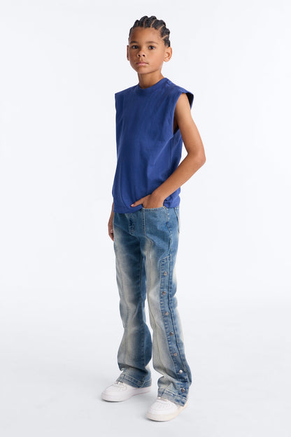 Mini Stacked Skinny Flare Lockdown Jean - Light Wash