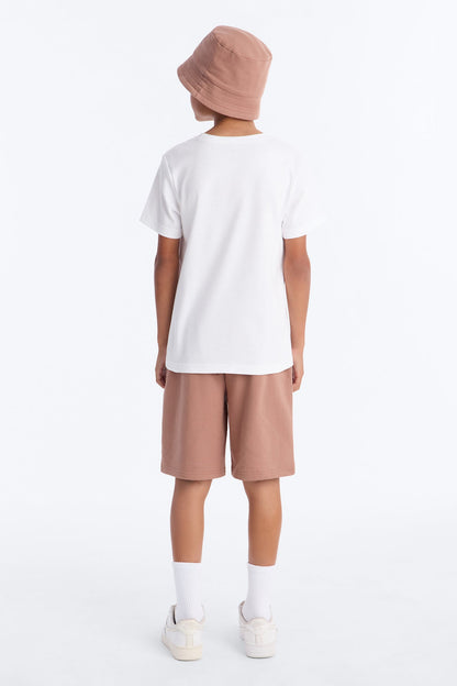 Mini Money Moves Short Set With Bucket Hat - White/combo