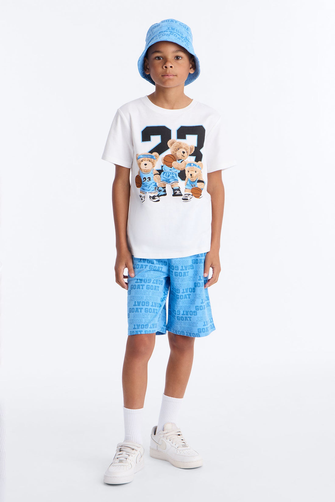 Mini GOAT 23 Short Set With Bucket Hat - White/combo