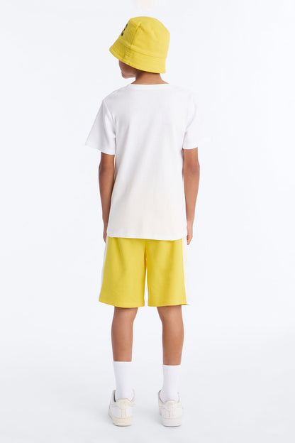 Mini Hustle Bear Short Set With Bucket Hat - White/combo
