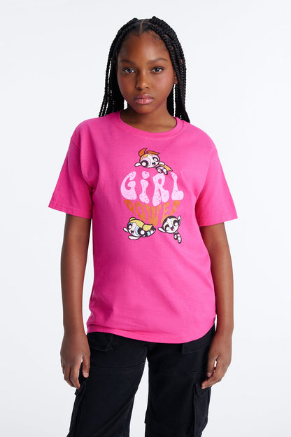 Mini Girl Power Powerpuff Girls Short Sleeve Tee - Hot Pink