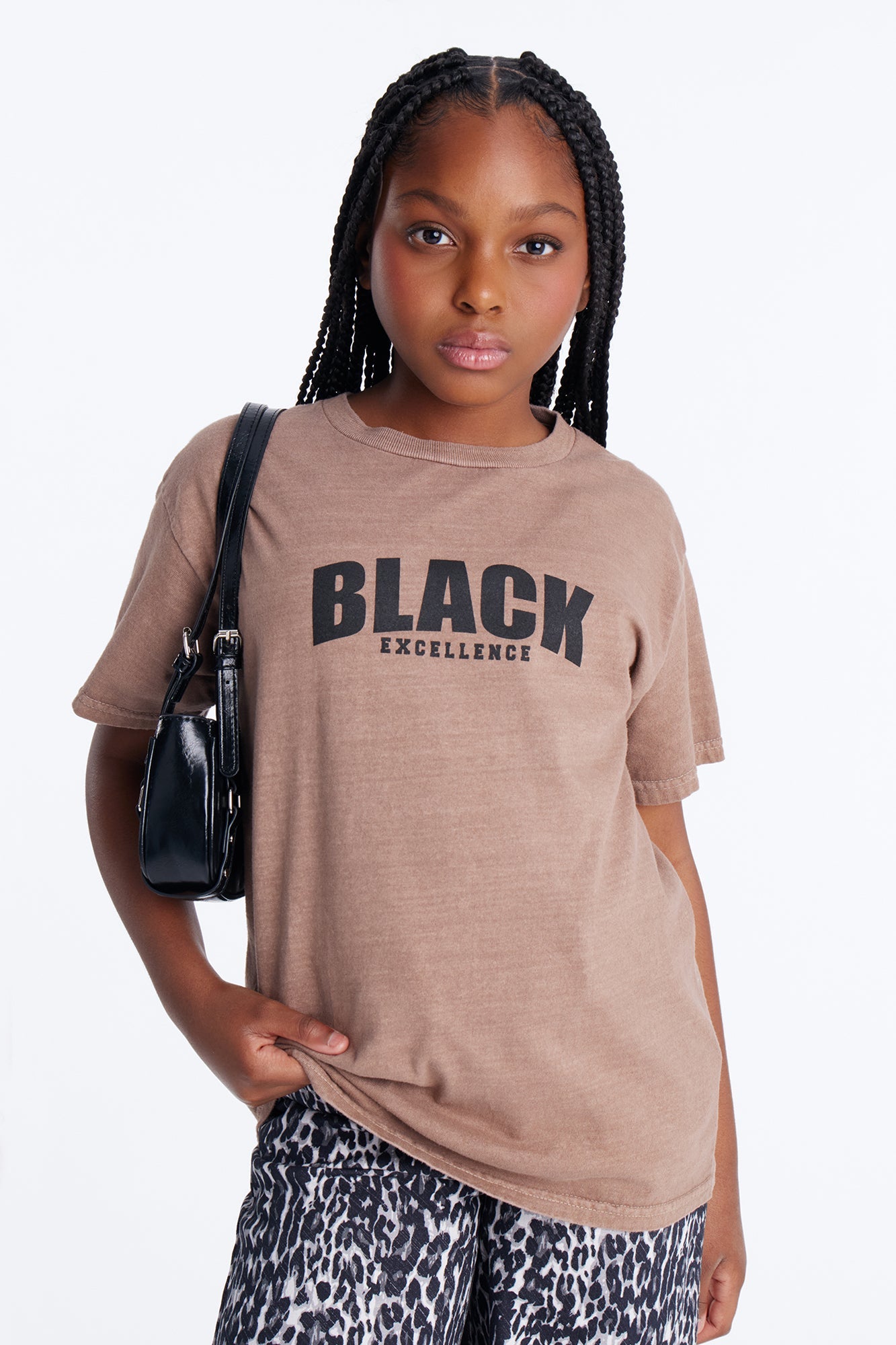 Mini Black Excellence Washed Tee - Brown