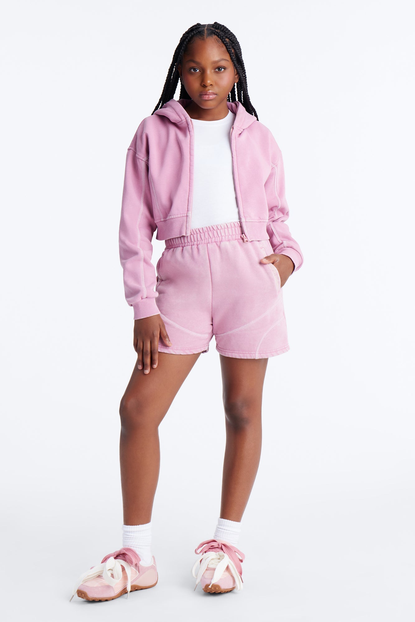 Mini Norah Washed Short Set - Mauve