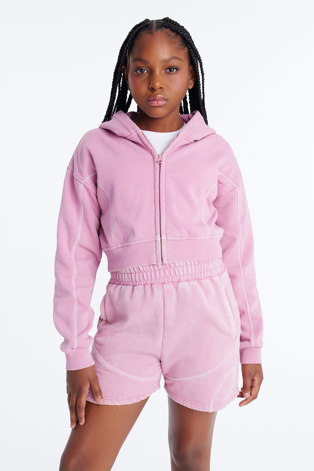 Mini Norah Washed Short Set - Mauve