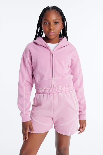 Mini Norah Washed Short Set - Mauve