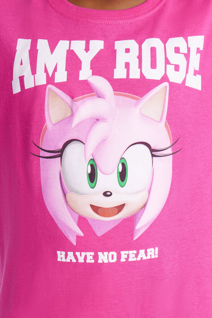 Mini Sonic Amy Rose Short Sleeve Tee - Hot Pink