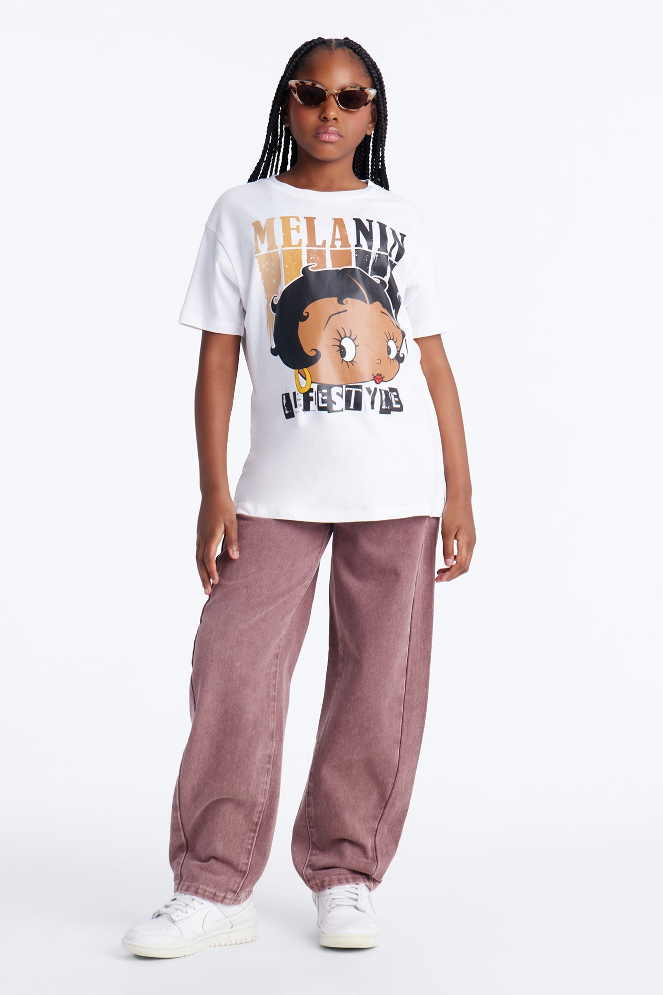 Mini Betty Boop Melanin Lifestyle Short Sleeve Tee - White