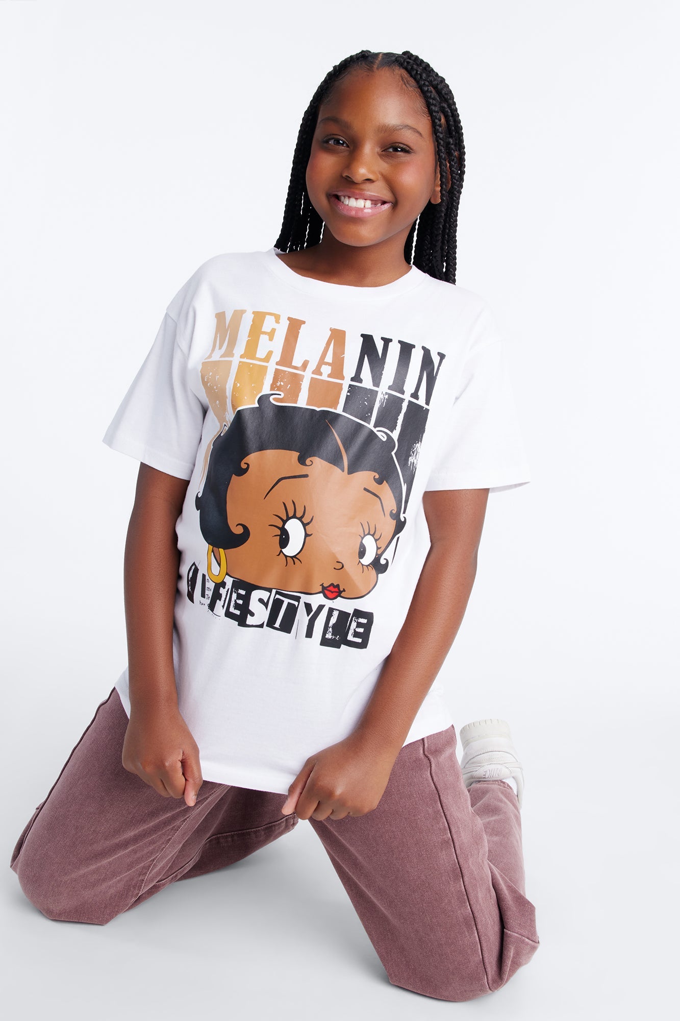 Mini Betty Boop Melanin Lifestyle Short Sleeve Tee - White