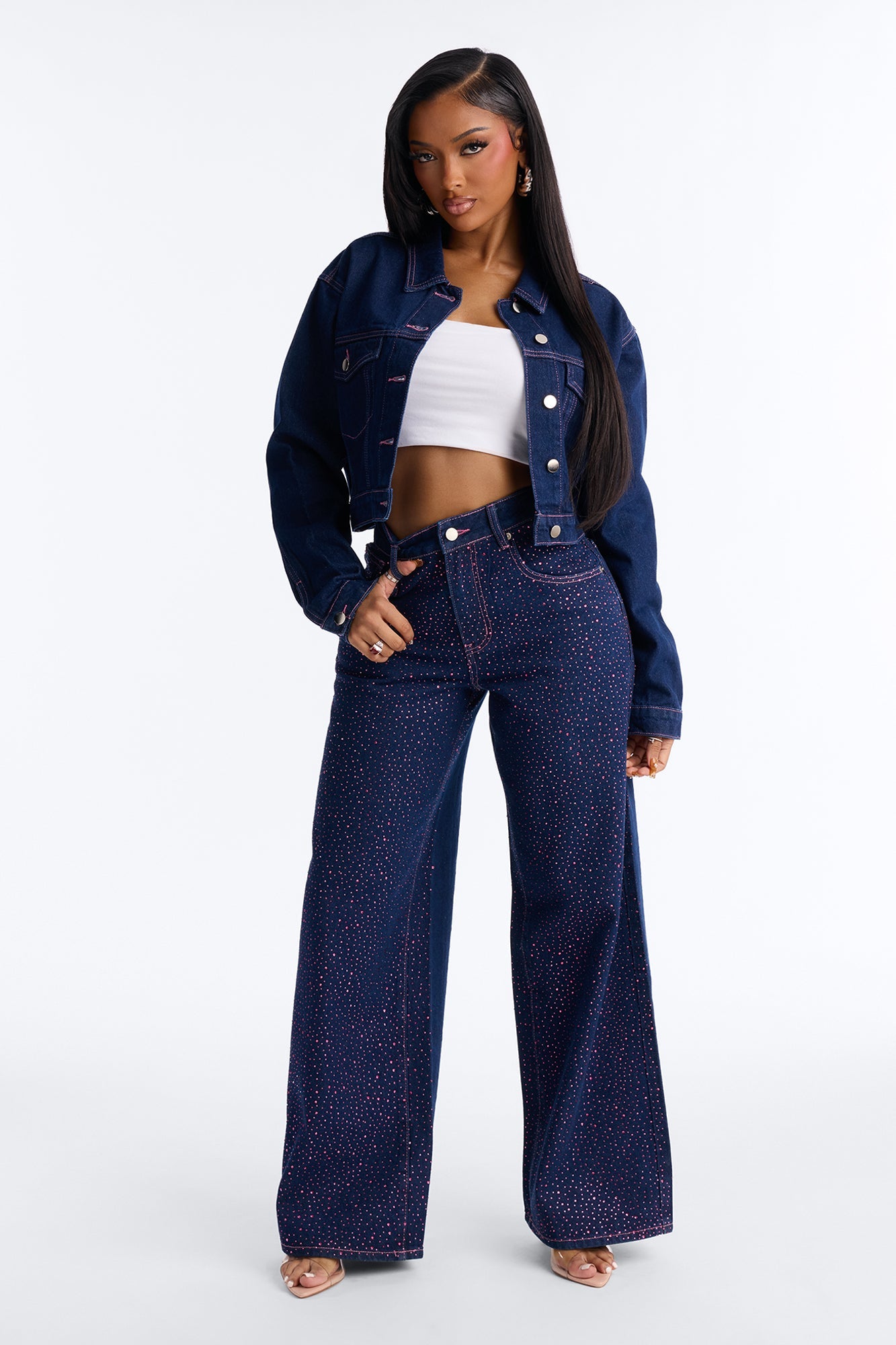 Love You Always Denim Trucker Jacket - Dark Wash