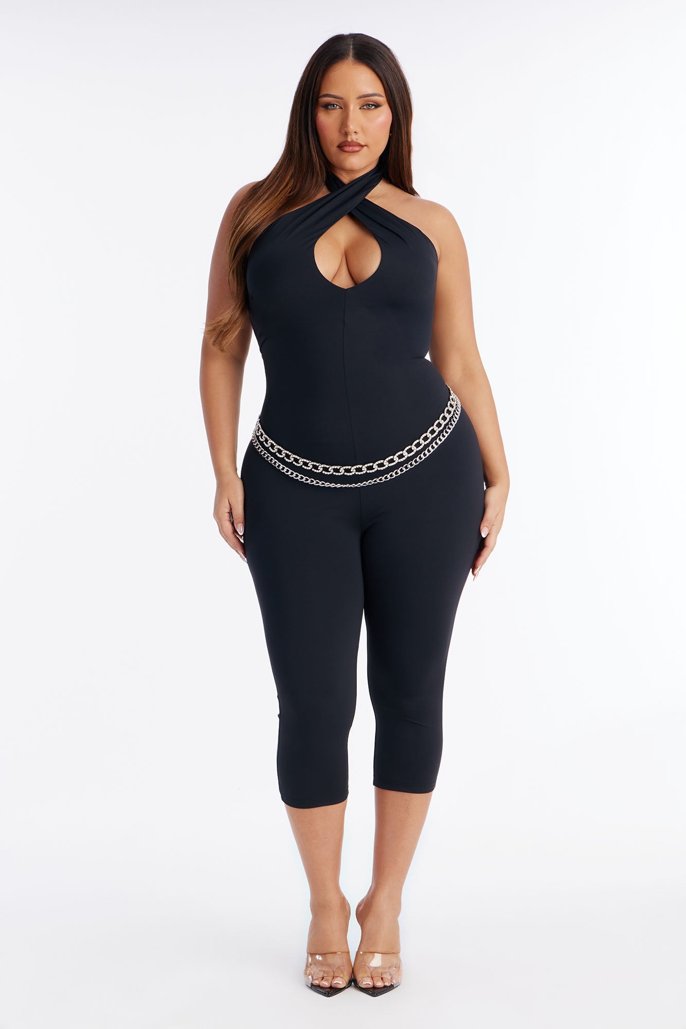 Rayna Halter Neck Capri Jumpsuit - Black
