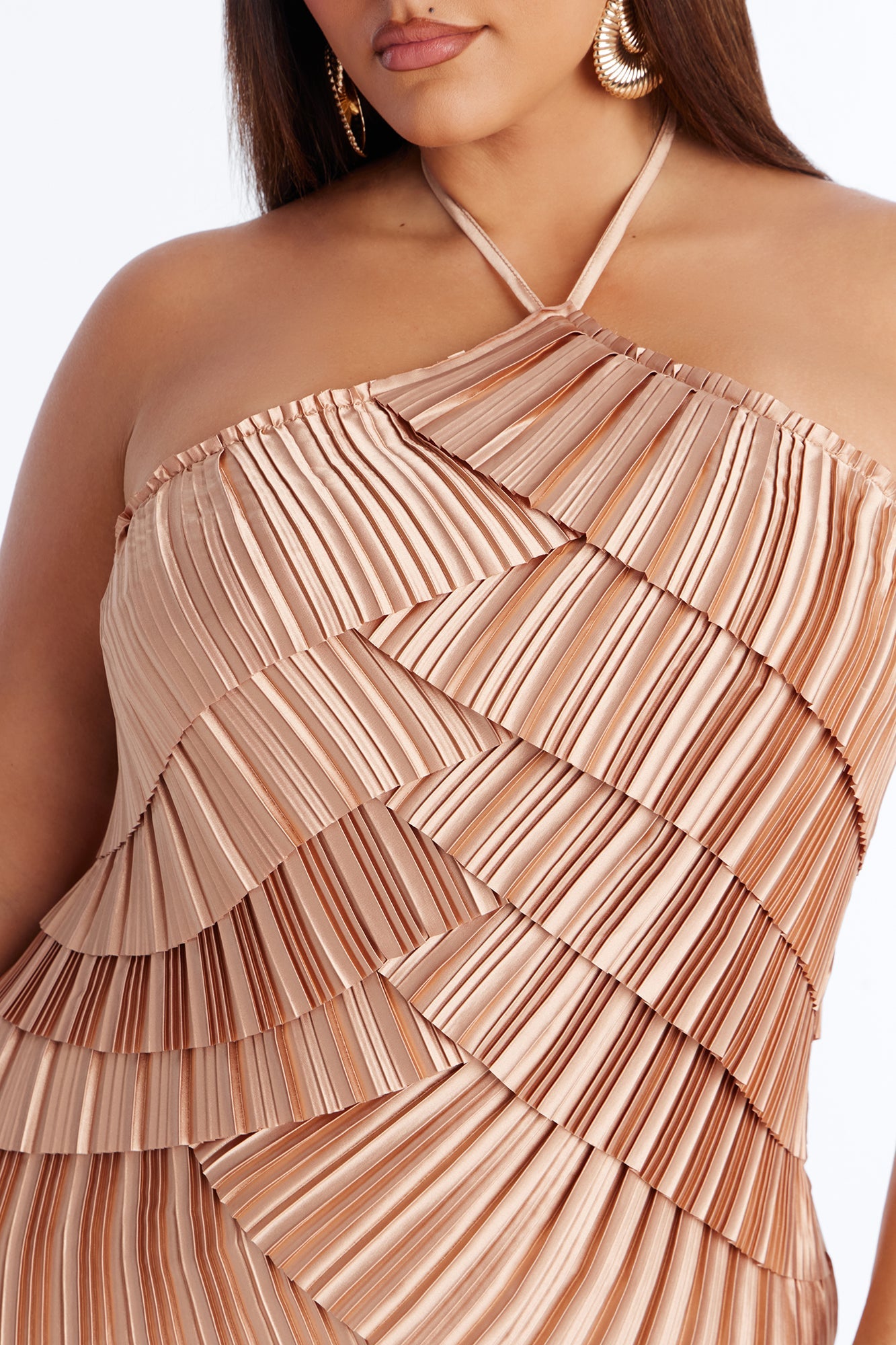 Tier And Now Plisse Maxi Dress - Sand