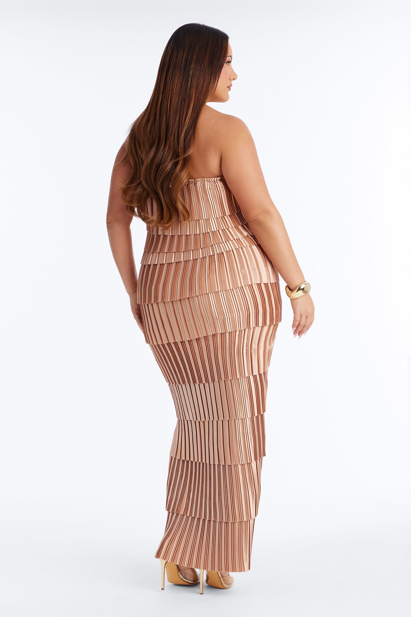 Tier And Now Plisse Maxi Dress - Sand