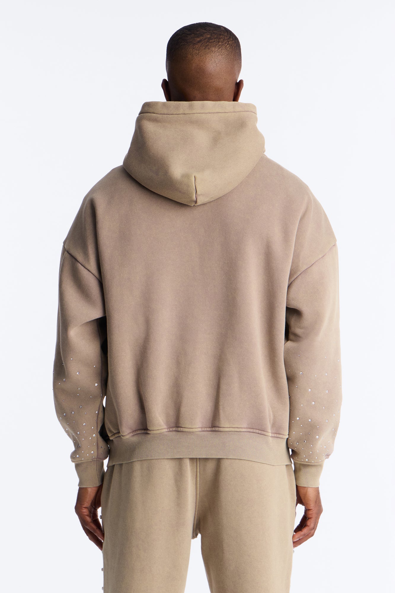 Ice Cold Rhinestones Oversized Hoodie - Taupe