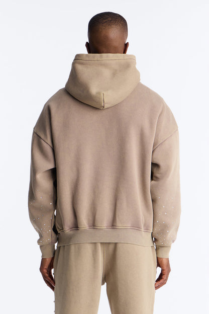 Ice Cold Rhinestones Oversized Hoodie - Taupe